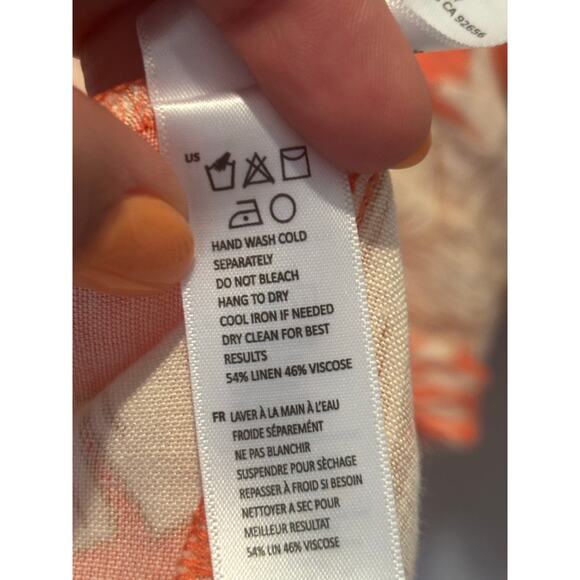 Amuse Society Mala Short Sleeve Floral Woven Linen Dress in Sunrise Size Large - Picture 7 of 7